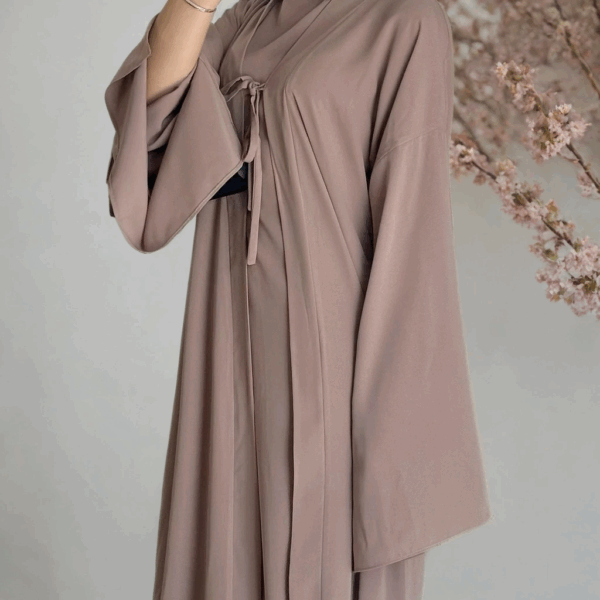 Abaya à nouer avec fond de robe